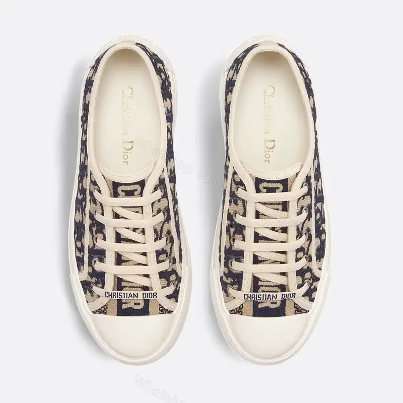 View 2 of WALK’N’DIOR PLATFORM SNEAKERS UNISEX OBLIQUE EMBROIDERED COTTON BLUE – CD160