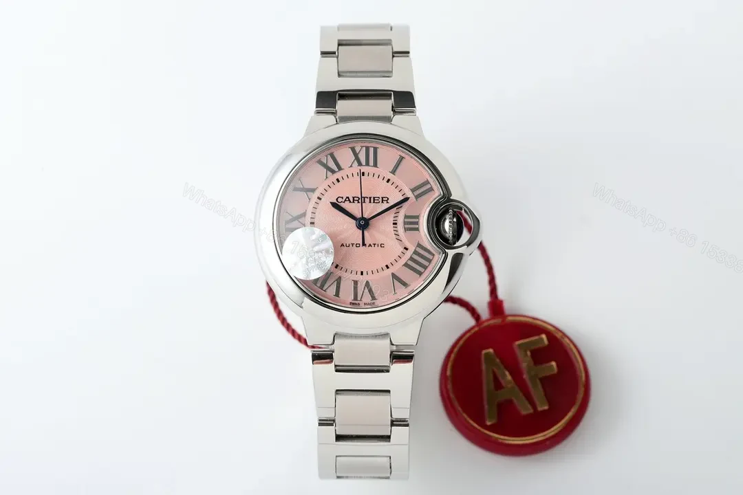 3K Factory Cartier 33mm Blue Balloon Watch – Stainless Steel with Pink Dial and Automatic Movement — view 1