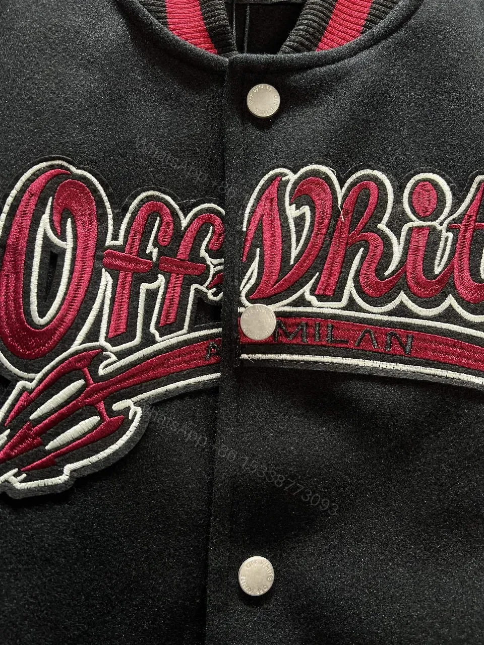 View 5 of Premium Wool-Blend Varsity Jacket with Embroidery Detail