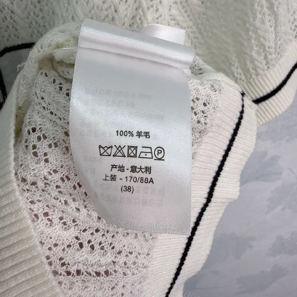 View 10 of White/Gray/Black Knit Short-Sleeve with Star Logo, Cable Knit, Dior Banner