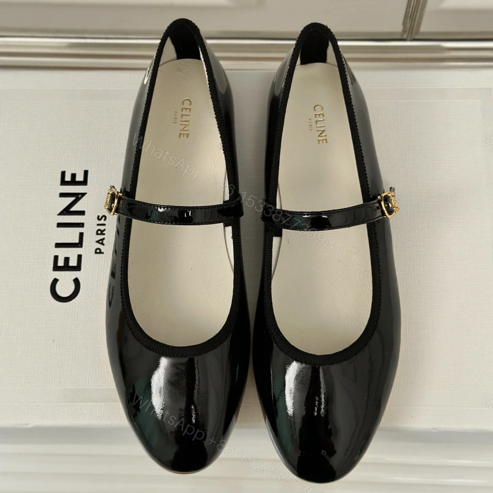 高仿Celine*345703613復古瑪麗珍單鞋漆皮黑色免檢版 — view 1