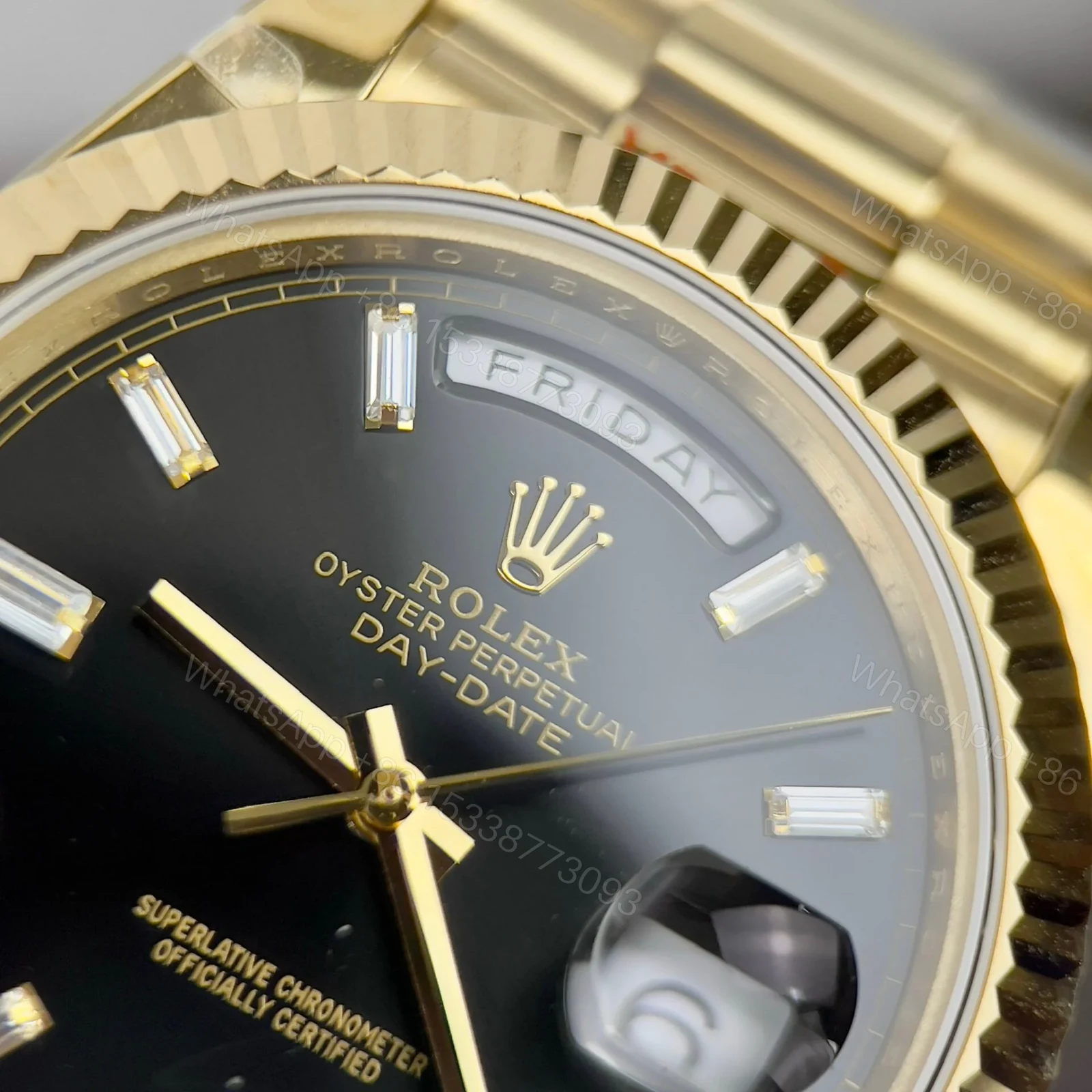 View 5 of Superclone Rolex Day-Date Bright Black Diamond Dial 228238-0004 40 mm