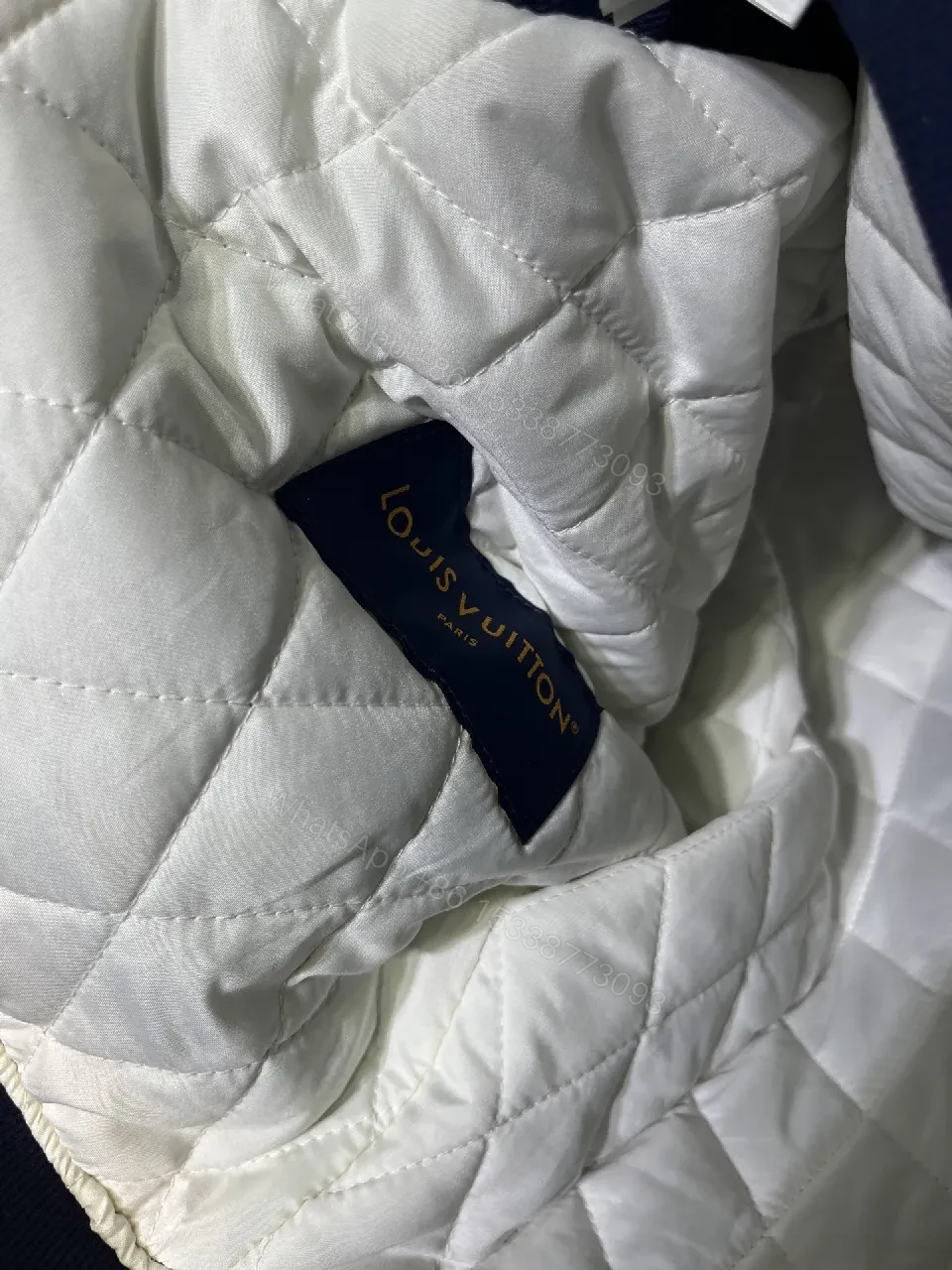 View 9 of Denim-Accent Zip-Front Jacket with Monogram Motif, Modern Texture