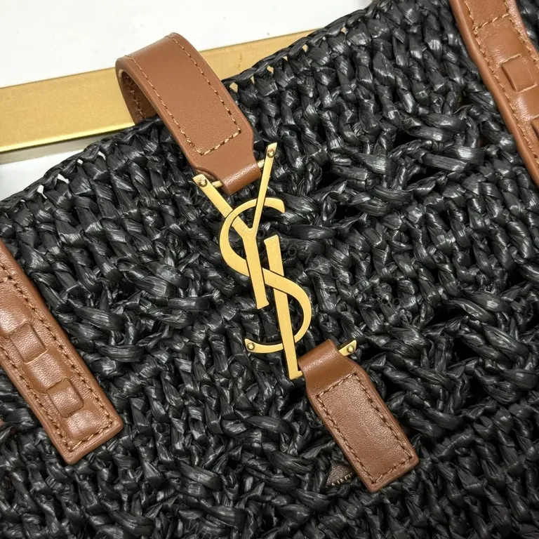 View 7 of Textured Crochet Tote: Luxury YSL-Inspired Hardware Bag