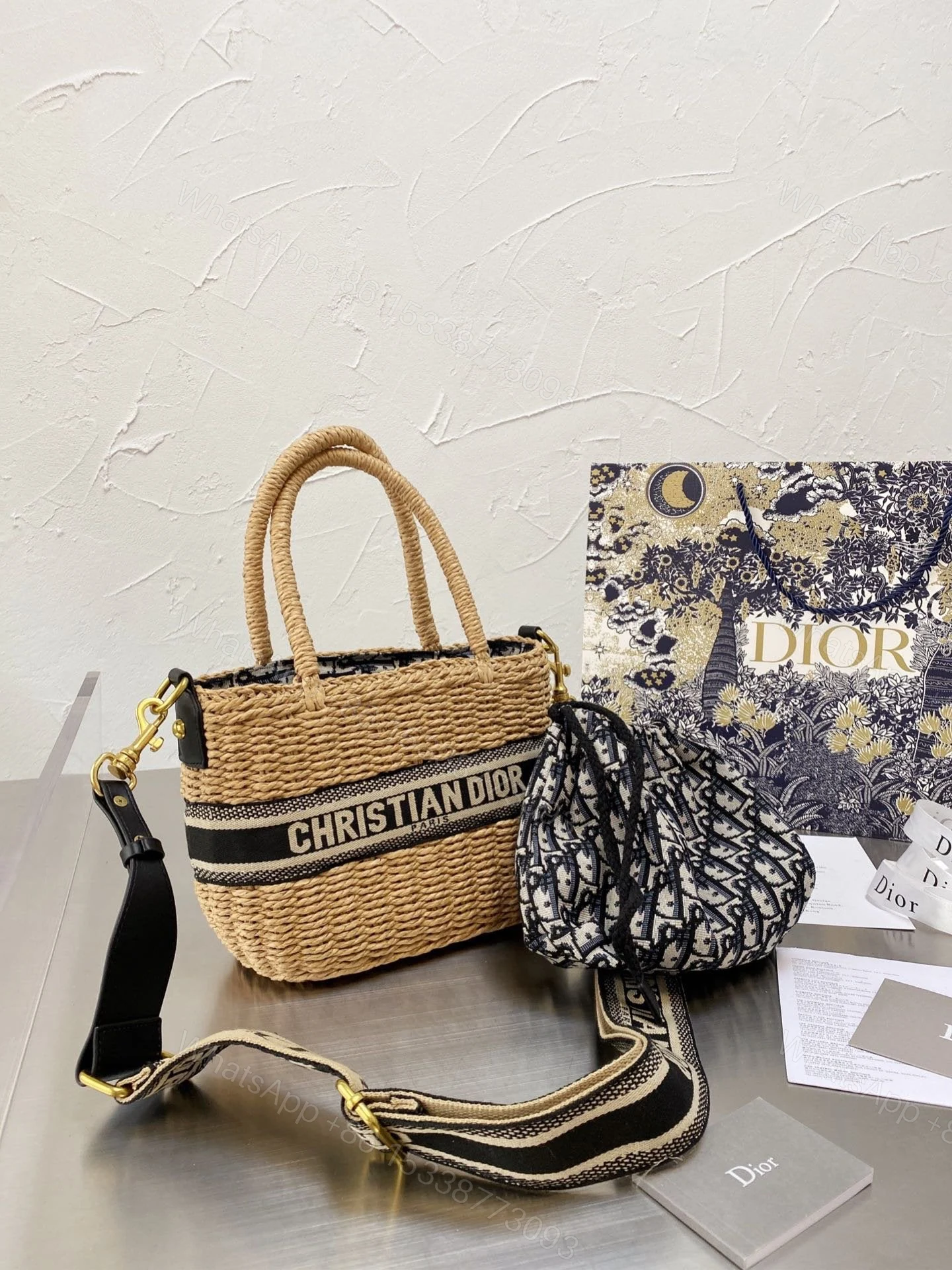 View 8 of DIOR WICKER BUCKET BAG