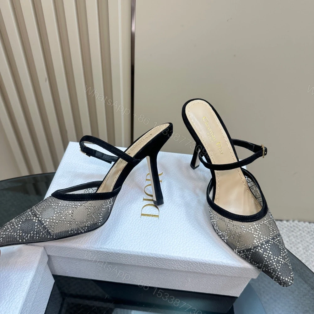 高仿Dior*Capture系列KCV297尖頭塔扣高踭鞋10CM黑色免檢版 — view 1