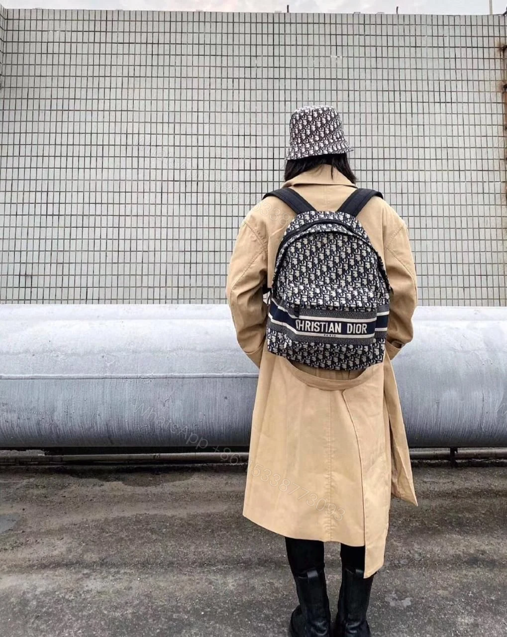 View 5 of First Copy Dior Oblique Blue Backpack