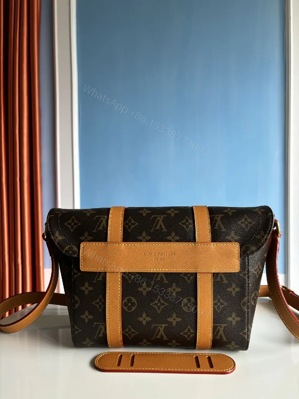 View 6 of Bold LV Monogram Shoulder Bag: Saddle-Strap Edition
