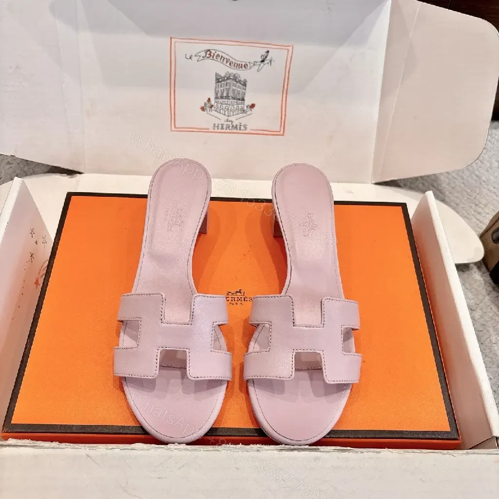 View 8 of Lavender Leather Slides with Block Heel – Luxurious Comfort