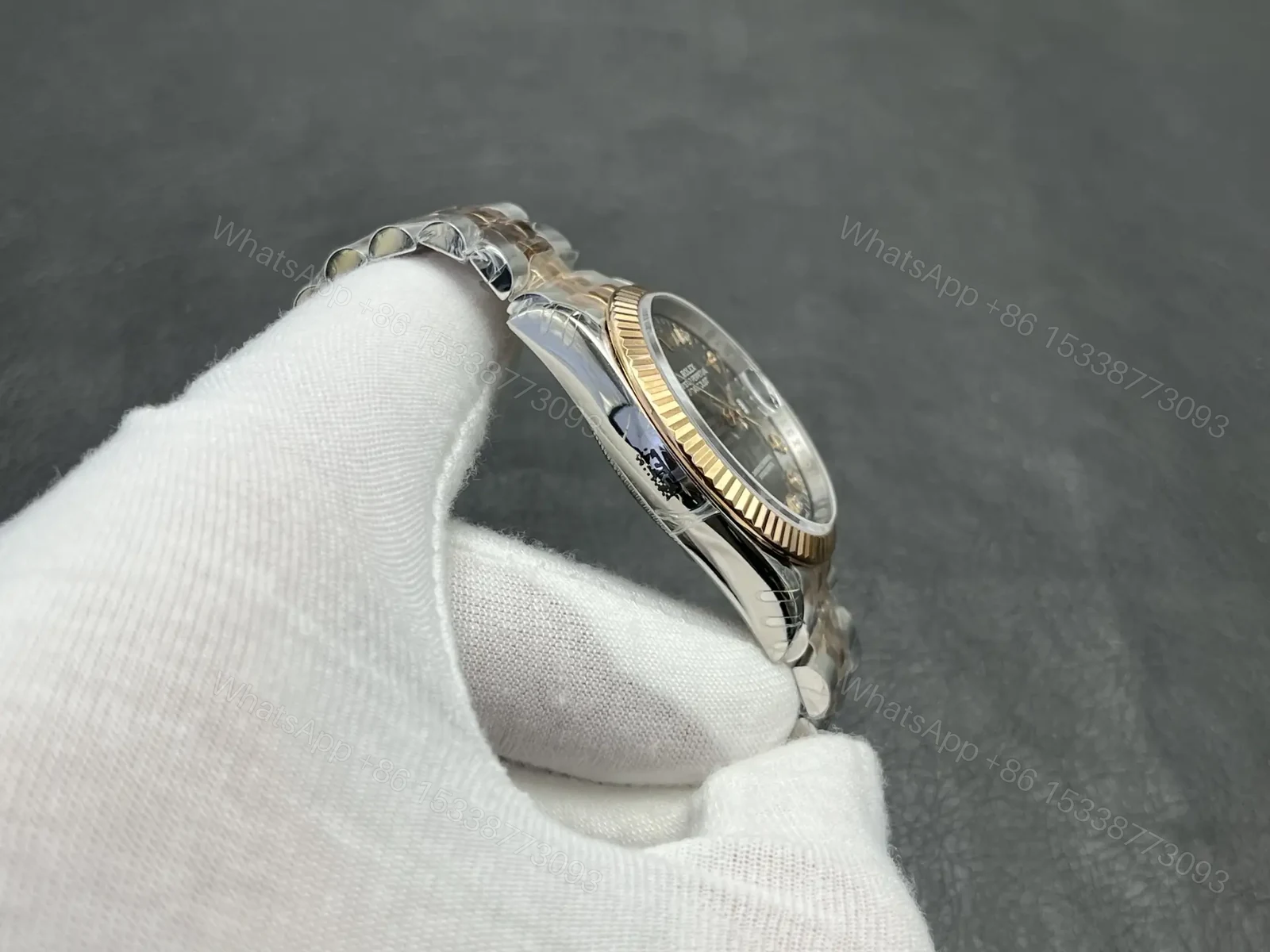 View 5 of Rolex Datejust 36 Rolesor Yellow Fluted Jubilee Steel Diamonds 116233-0205