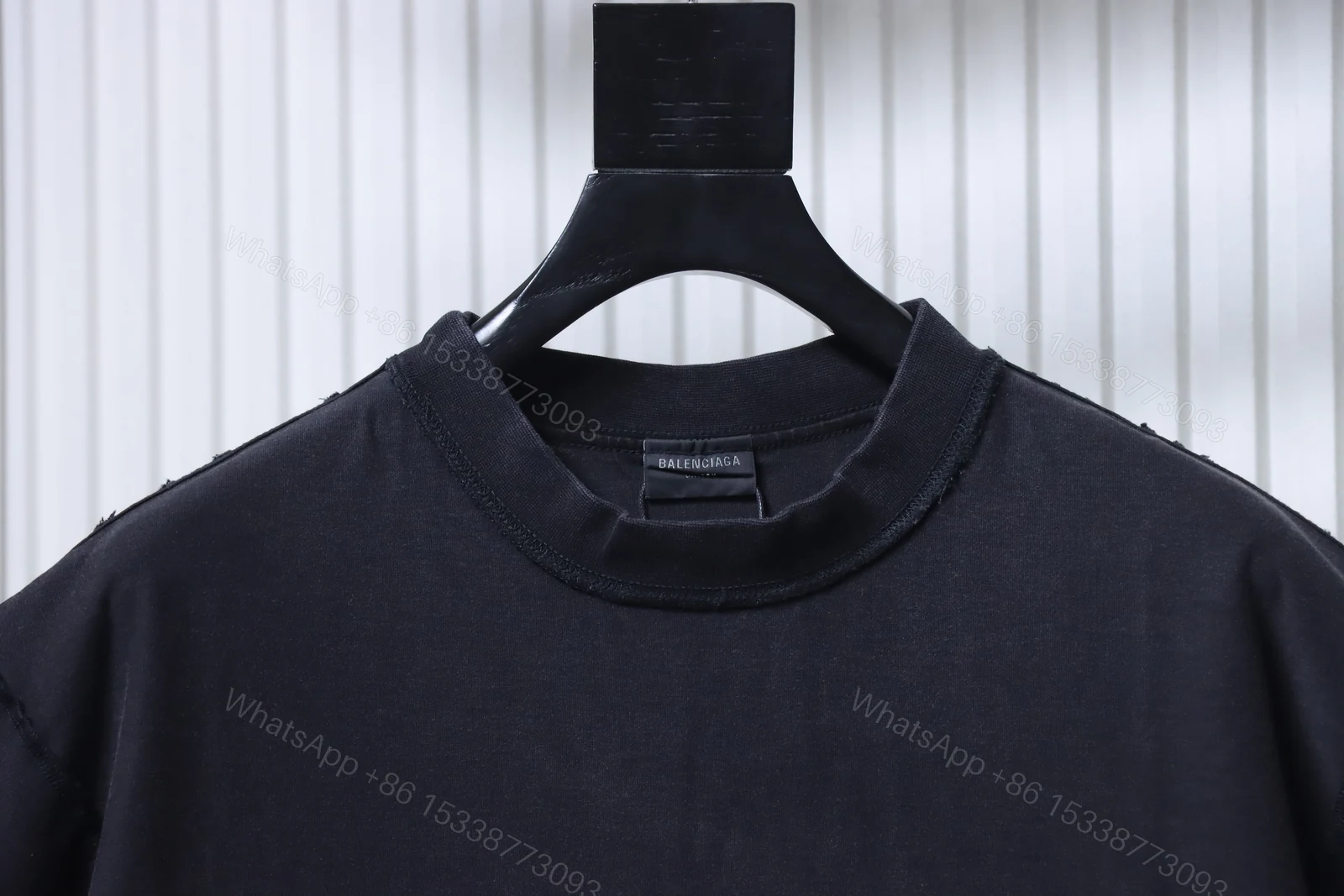 View 2 of Balenciaga Clothes 25SS Patch Embroidered Slogan Washed Short-Sleeve T-Shirt