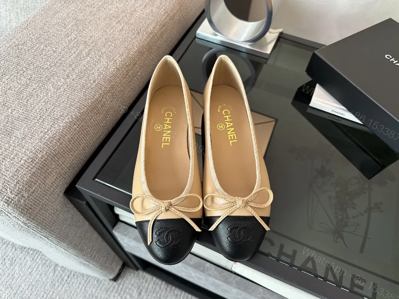 View 2 of Two-Tone Ballet Flats with Subtle Designer Toe Detail