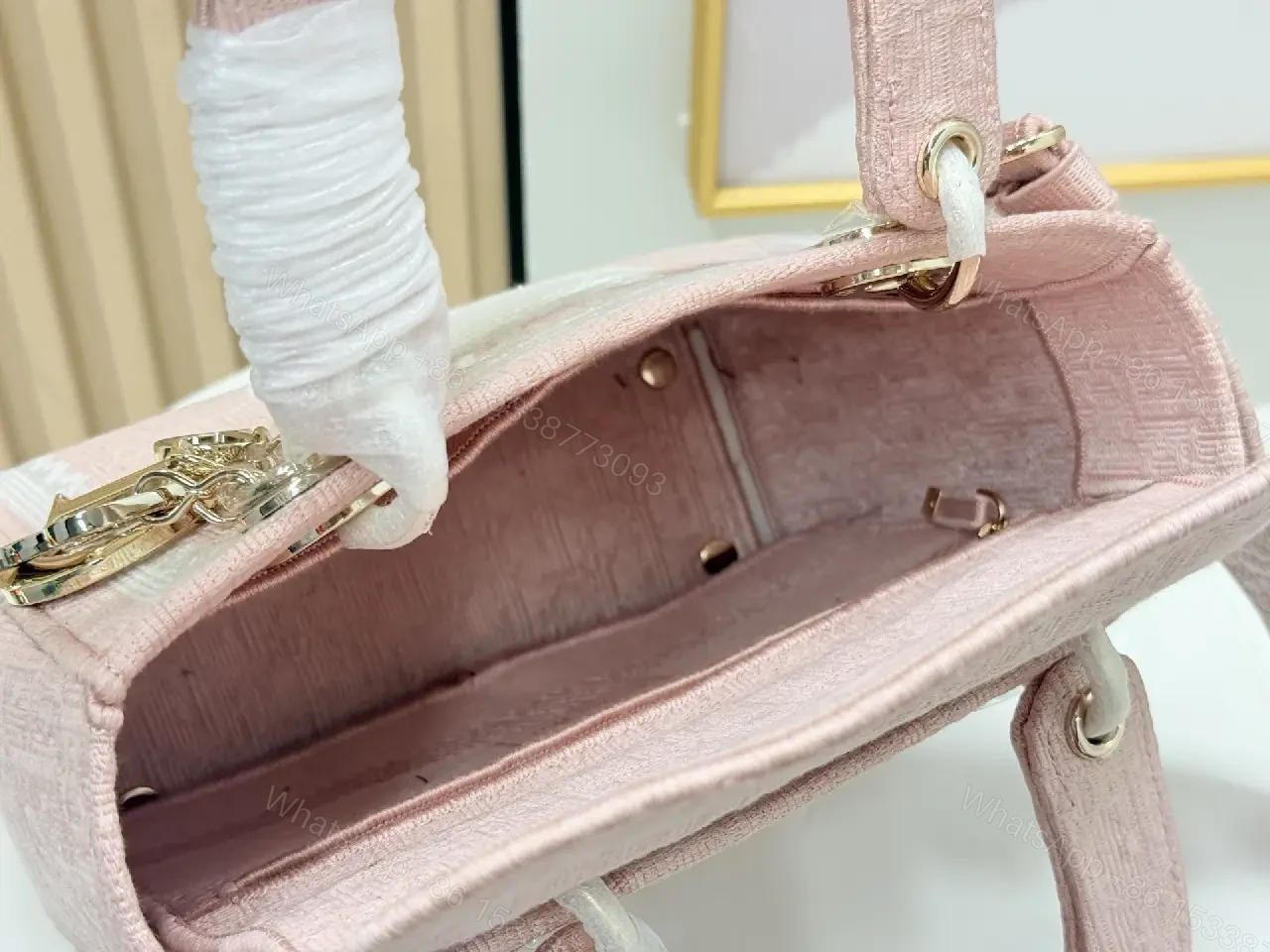 View 6 of Textured Pink Knit Satchel: Chic Mini Handbag, Modern Luxury