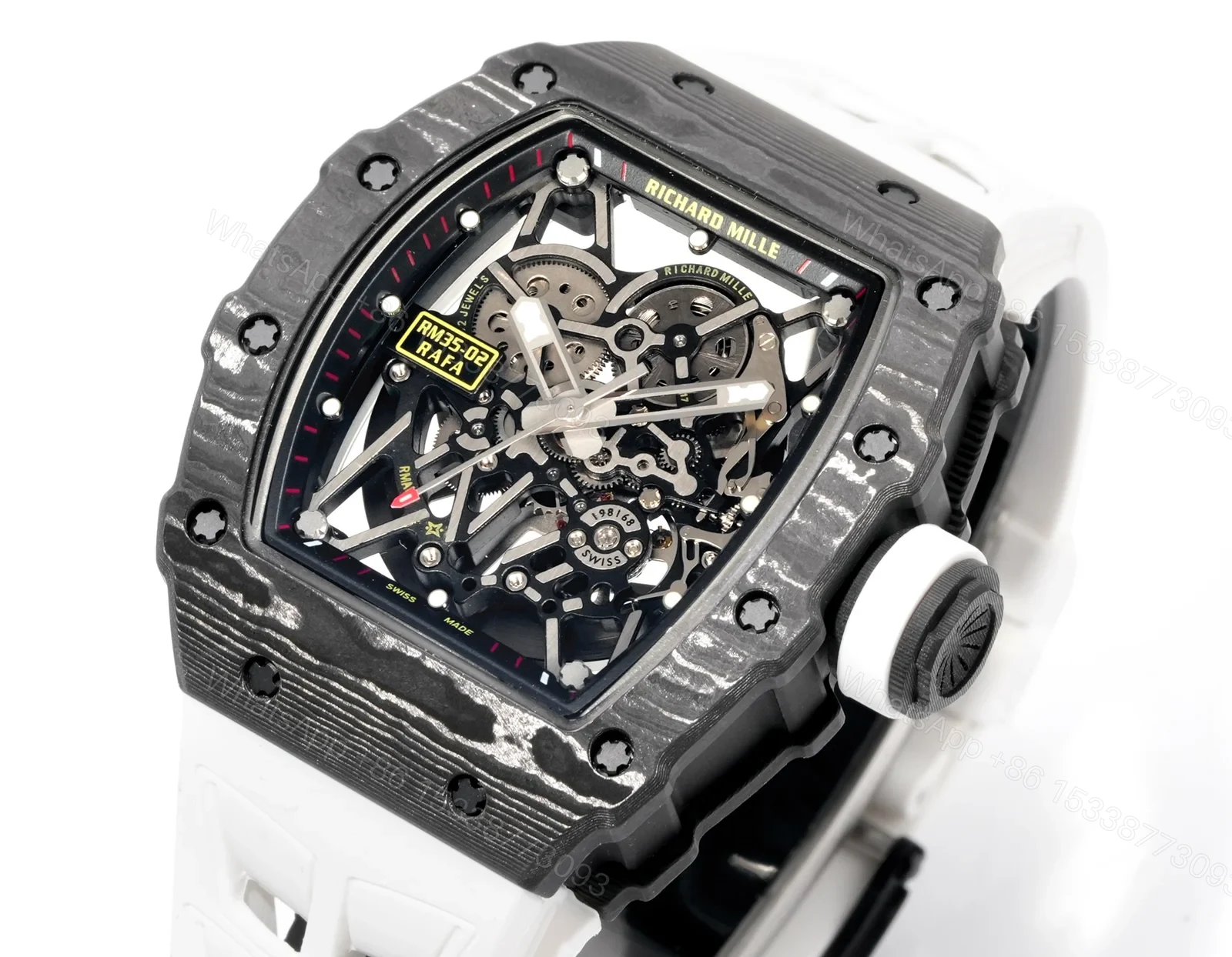 View 5 of Richard Mille RM35-02 Rafael Nadal Automatic Skeleton Watch NTPT Carbon Fiber Black Red Dial RMAL1 Movement Premium Edition RM35-02-RN-NTP-BRD