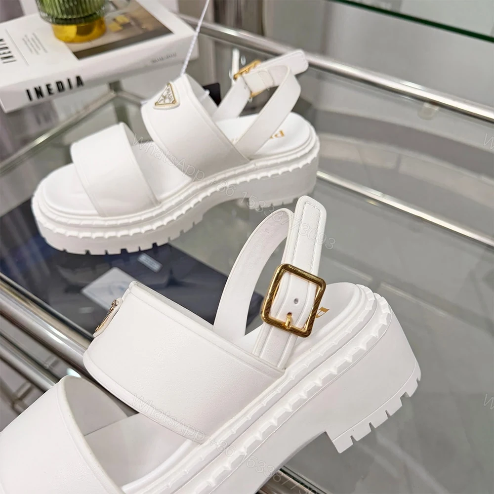 View 8 of PRADA Leather Platform Sandals 322260