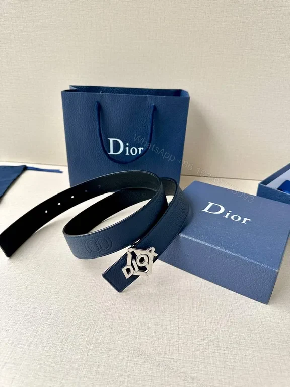 View 2 of Blue Leather Dior Hex Hardware Bracelet - Modern Minimalist Luxury