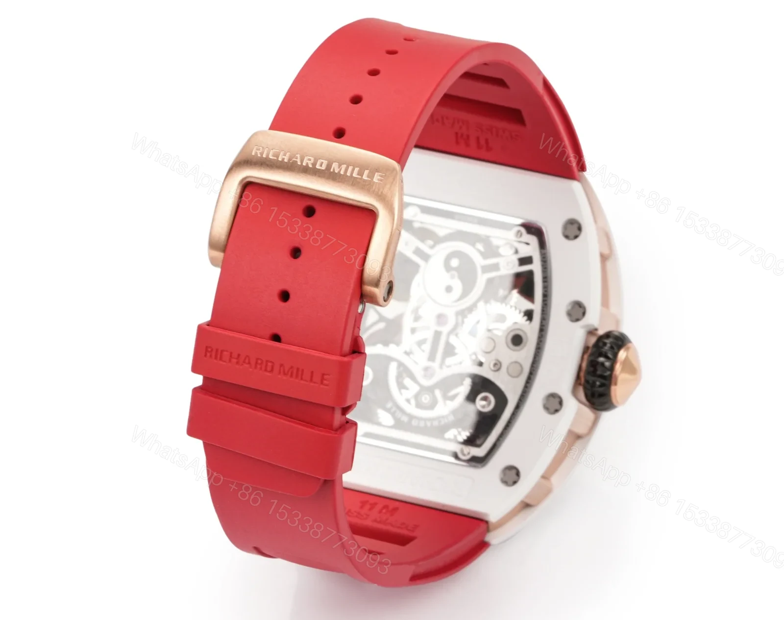 View 9 of Richard Mille RM S10 Koi Tourbillon Watch Red Strap Colorful Koi Art Dial Red Gold Diamond Decoration Flying Tourbillon Mechanical Edition RM-S10-KOI-RDS-ART