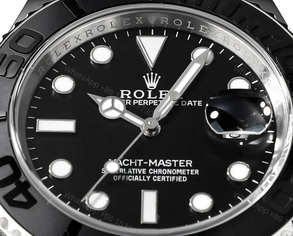 View 6 of DJ Factory Clean Factory Rolex Yacht-Master Black Dial Rubber Strap