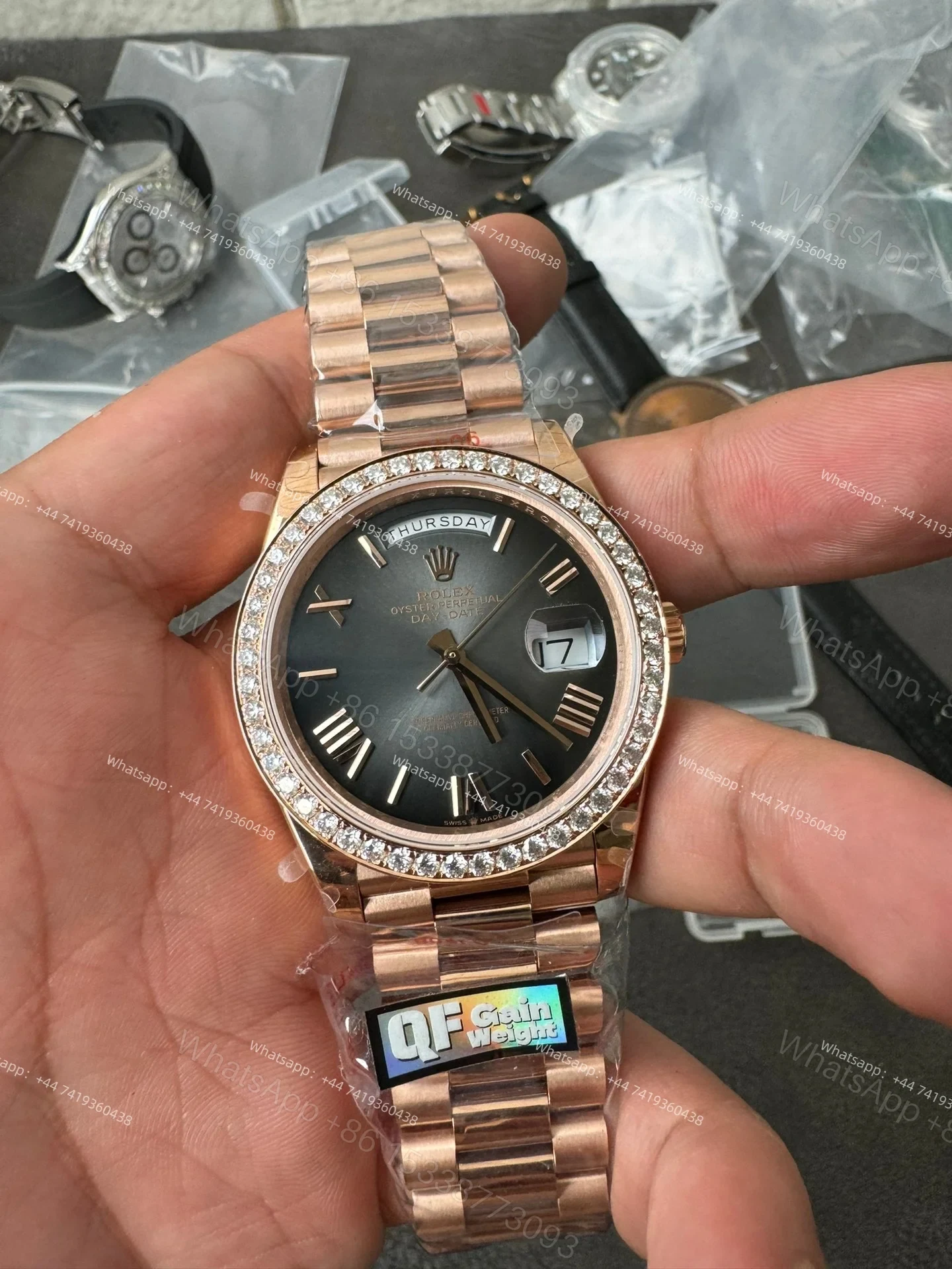 Rolex Day-Date M228345RBR-0025 1:1 Replica Gradient Slate Gray Dial Moissanite Bezel 40MM 3255 Movement Super Clone Watch — view 1