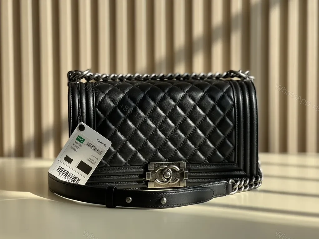 Black Leather Quilted Flap Bag - Edgy Chanel-Inspired Luxury Bag — view 1