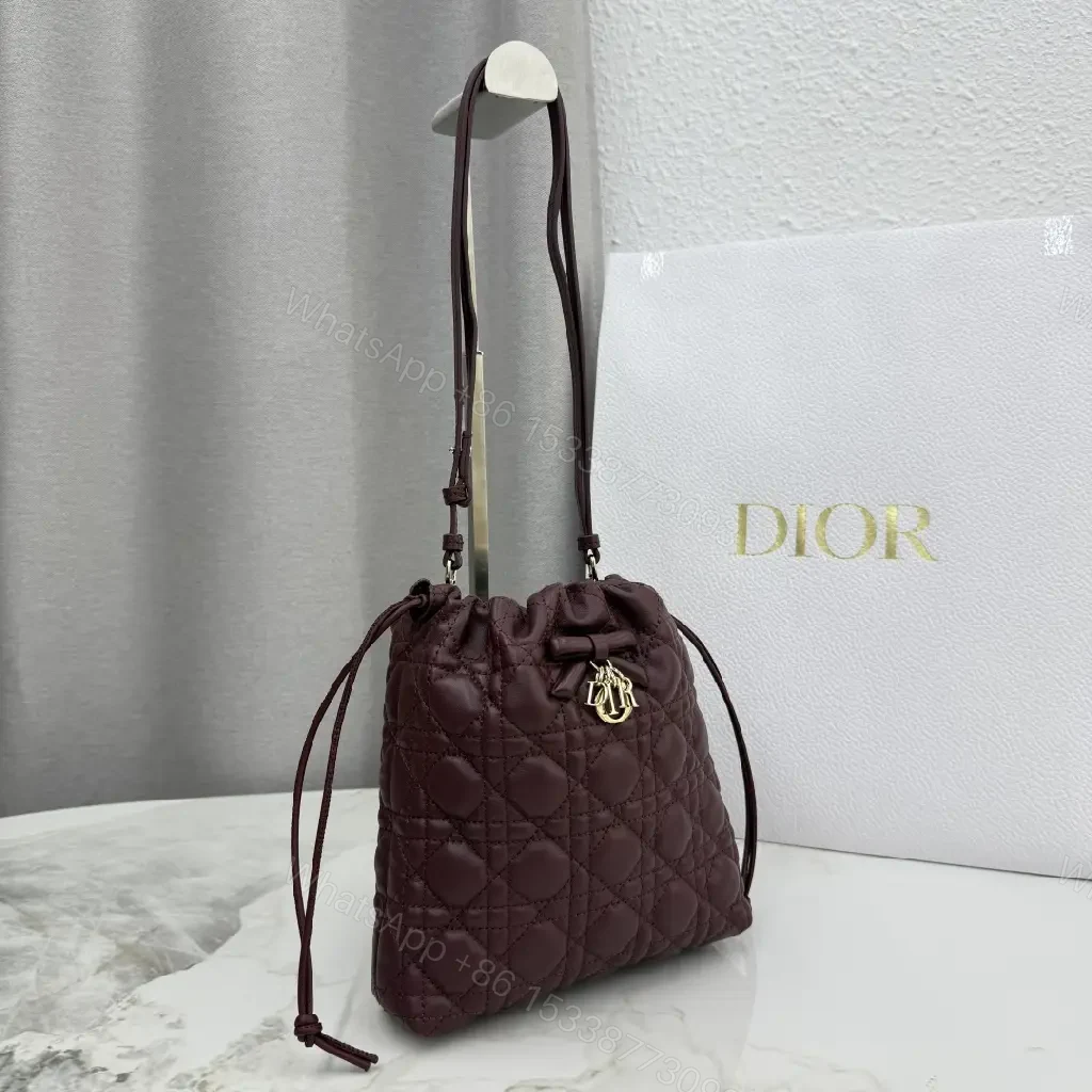 View 8 of Burgundy Quilted Drawstring Bag — Luxe Texture, Everyday Chic