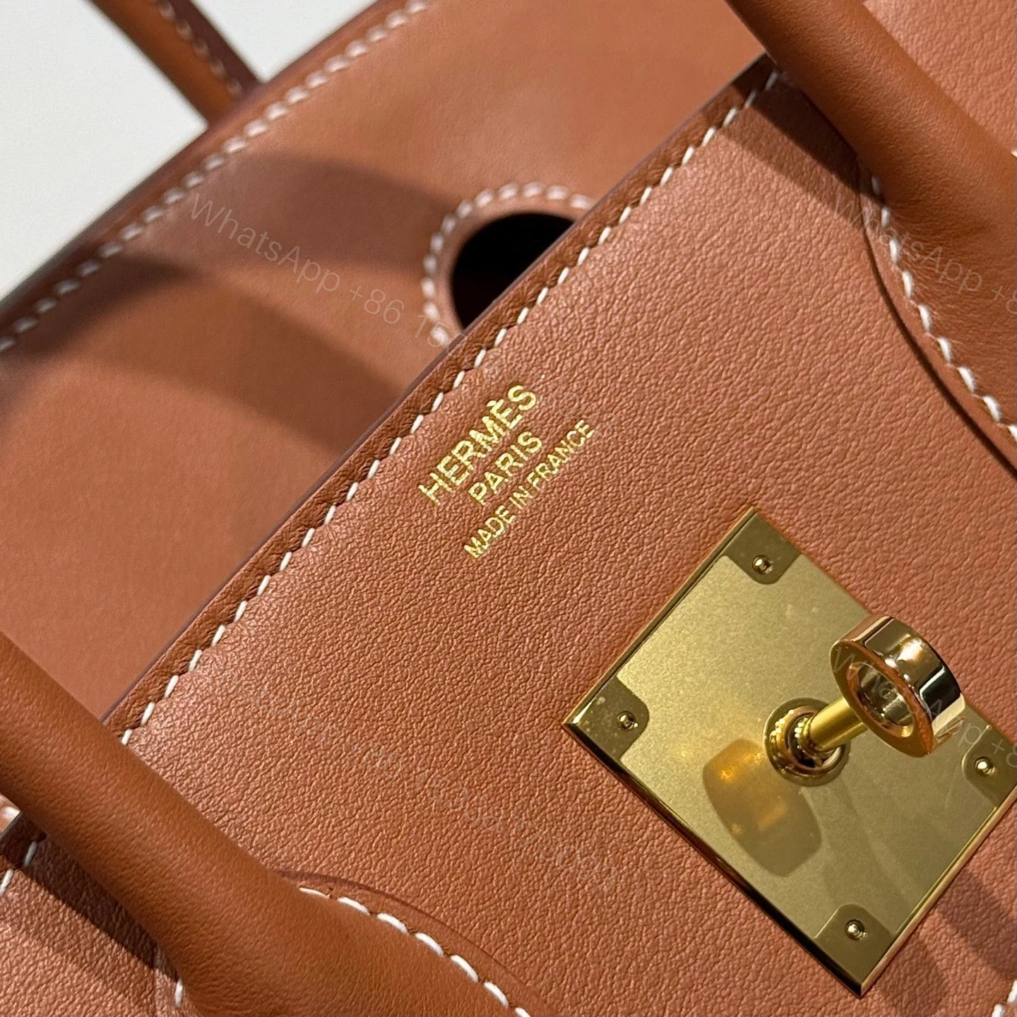 View 5 of HERMES BIRKIN 30CM IN GOLD SWIFT AND BLACK/WHITE/BROWN TOILE CANVAS