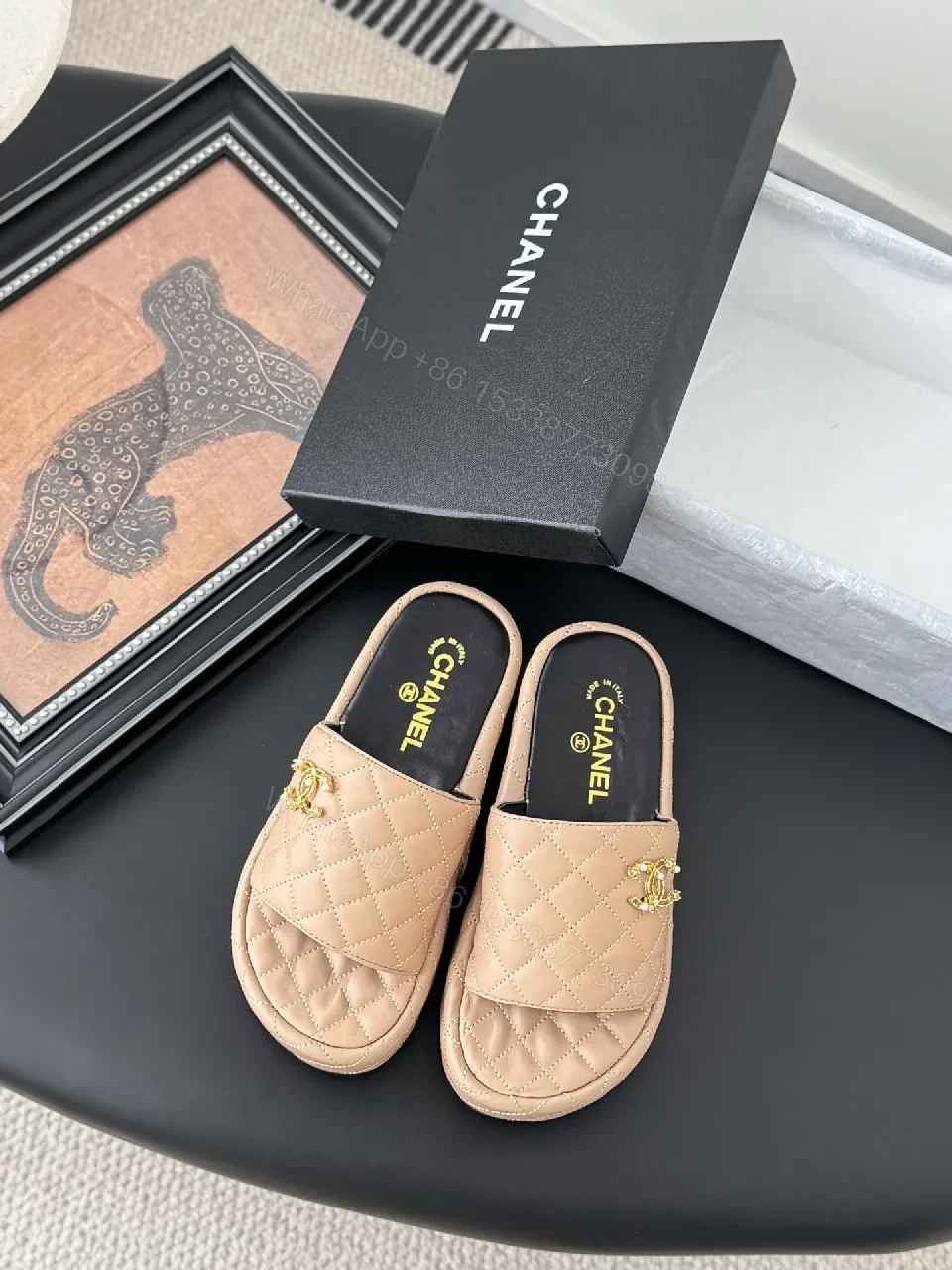 View 6 of Quilted Blush Leather Slides – Luxe Everyday Comfort
