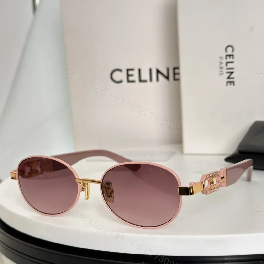 View 2 of Gold-Tone Round Sunglasses with Luxe Detailing