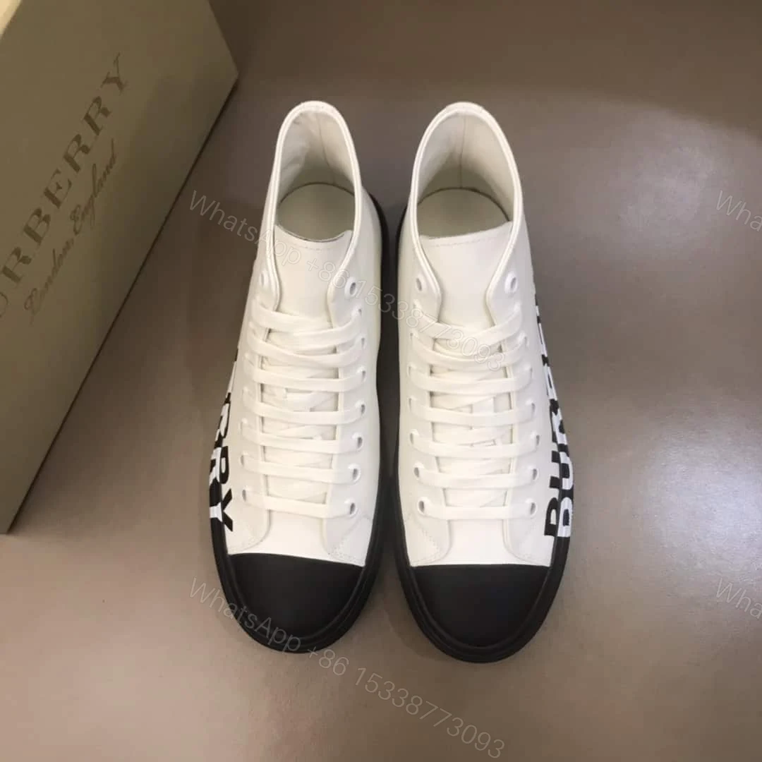 View 4 of BURBERRY LOGO PRINT GABARDINE HIGH-TOP SNEAKERS – BBR32