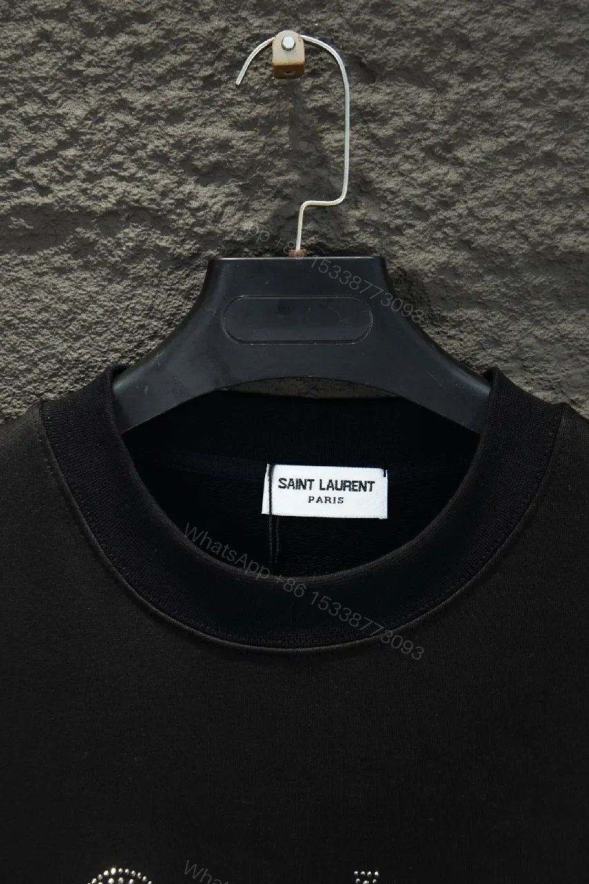 View 5 of Crystal-Embellished Logo Black Crewneck Sweatshirt - Luxe Everyday Style