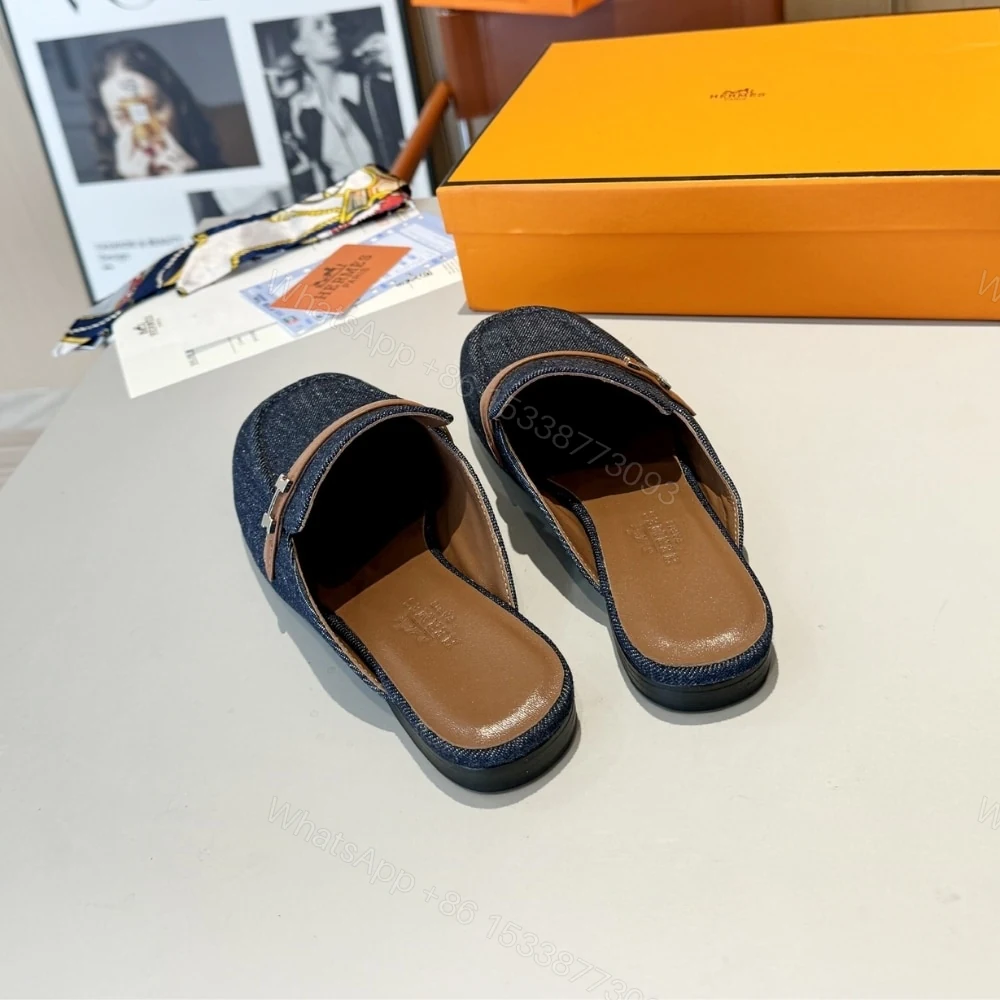 View 4 of HERMES LENA MULE DENIM DARK BLUE