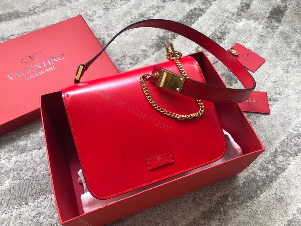 View 5 of Rosso Valentino Leather Shoulder Bag: Bold Red, Everyday Versatility