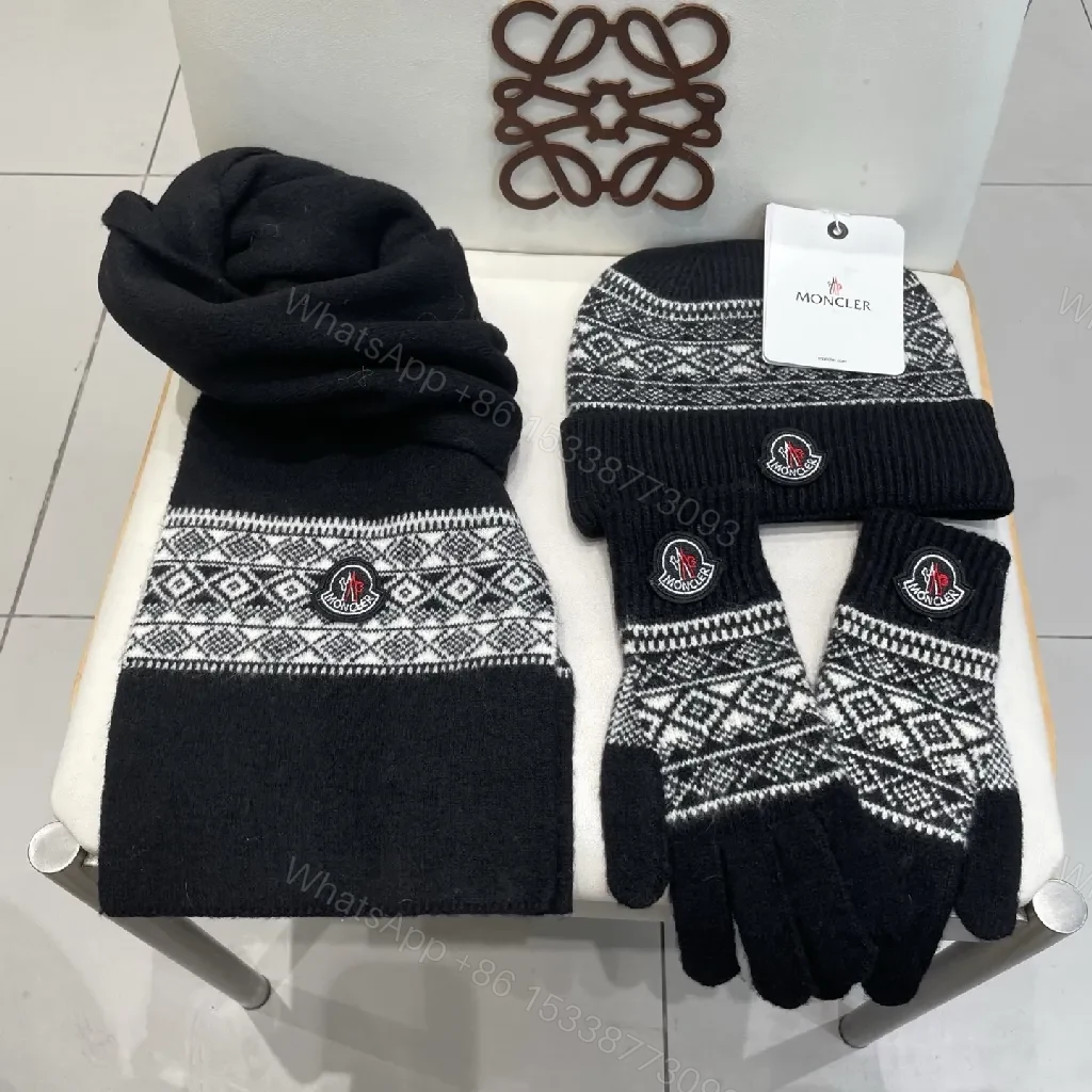 View 5 of Monochrome Knit Set: Premium Nordic-Patterned Warmth Accessories
