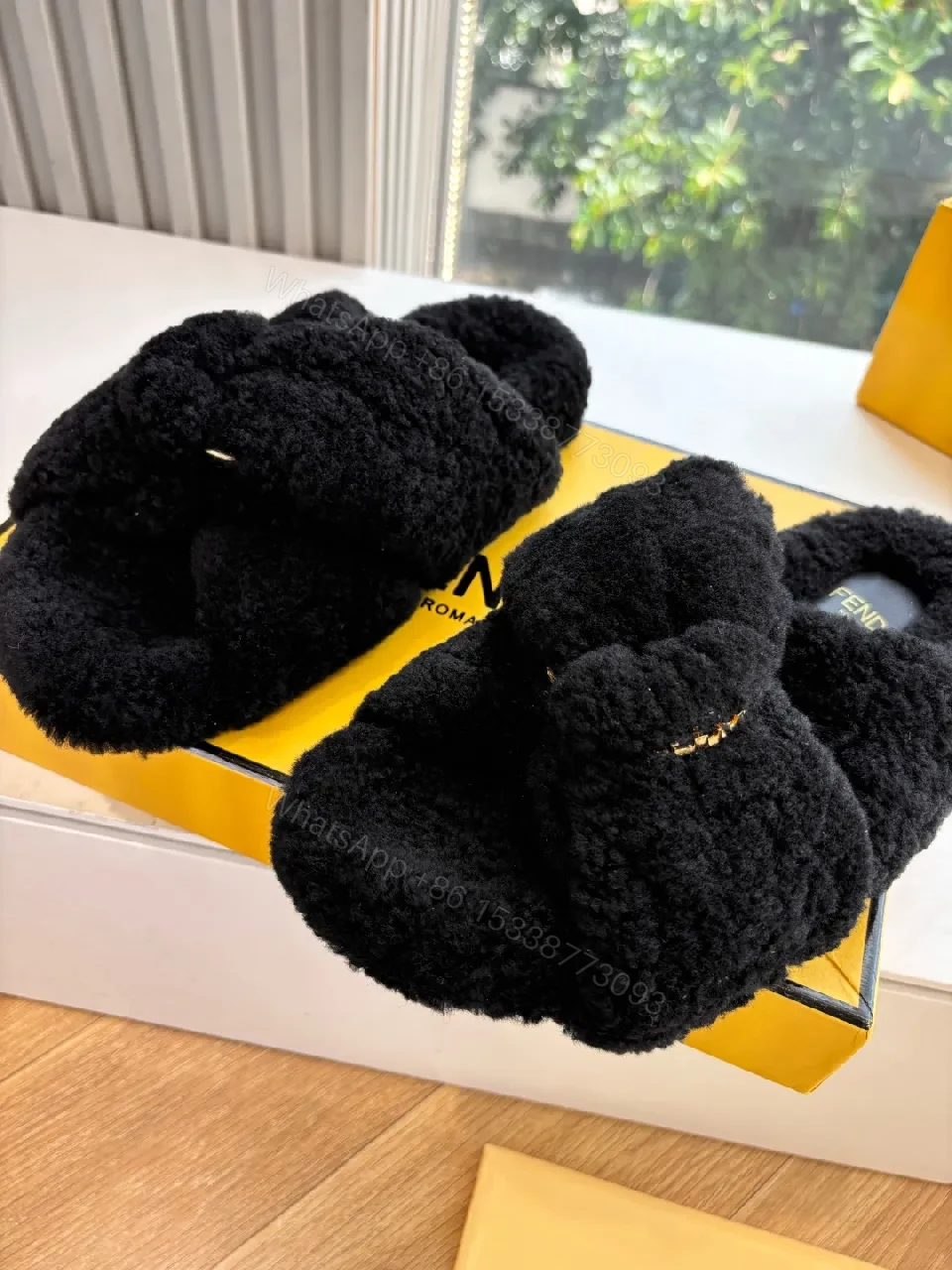 View 8 of Black Faux Fur Slip-Ons: Lux Cozy Couture Comfort