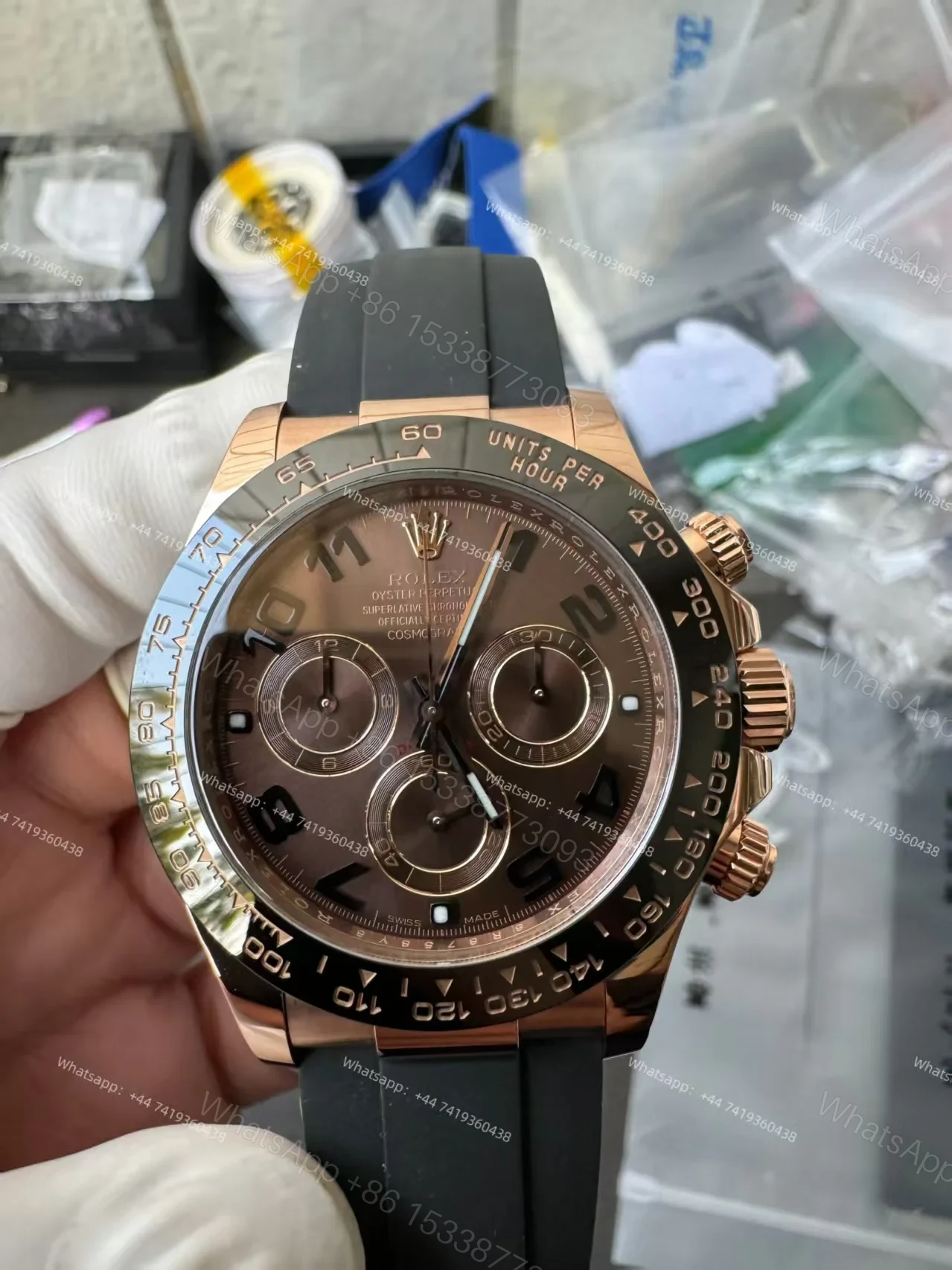 View 8 of Rolex Daytona Super Clone M116515LN-0015 Rose Gold Chocolate Dial 4130 Movement