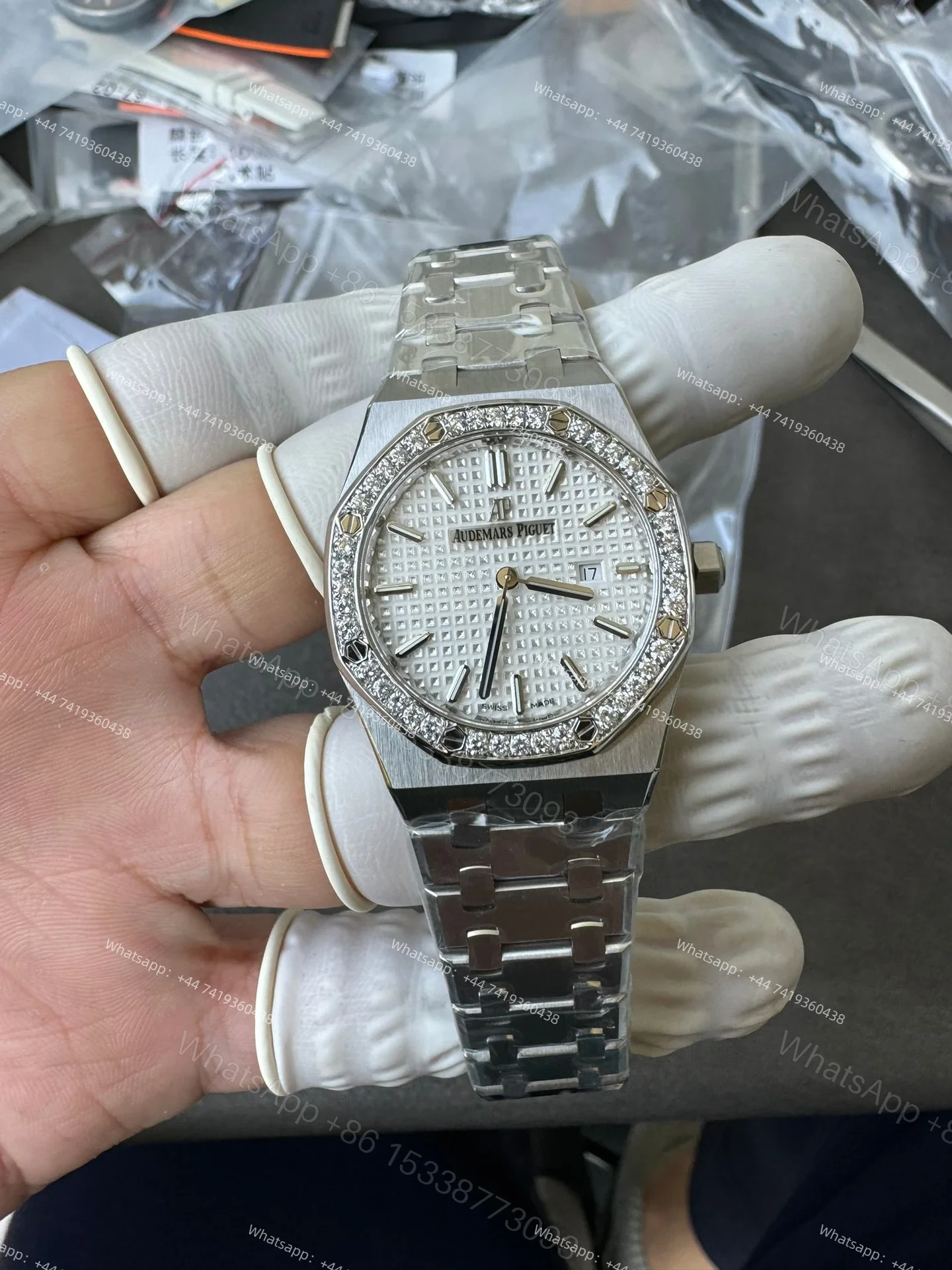 View 10 of Audemars Piguet Super Clone Royal Oak 67651ST Diamond-Set Bezel White Dial 33MM