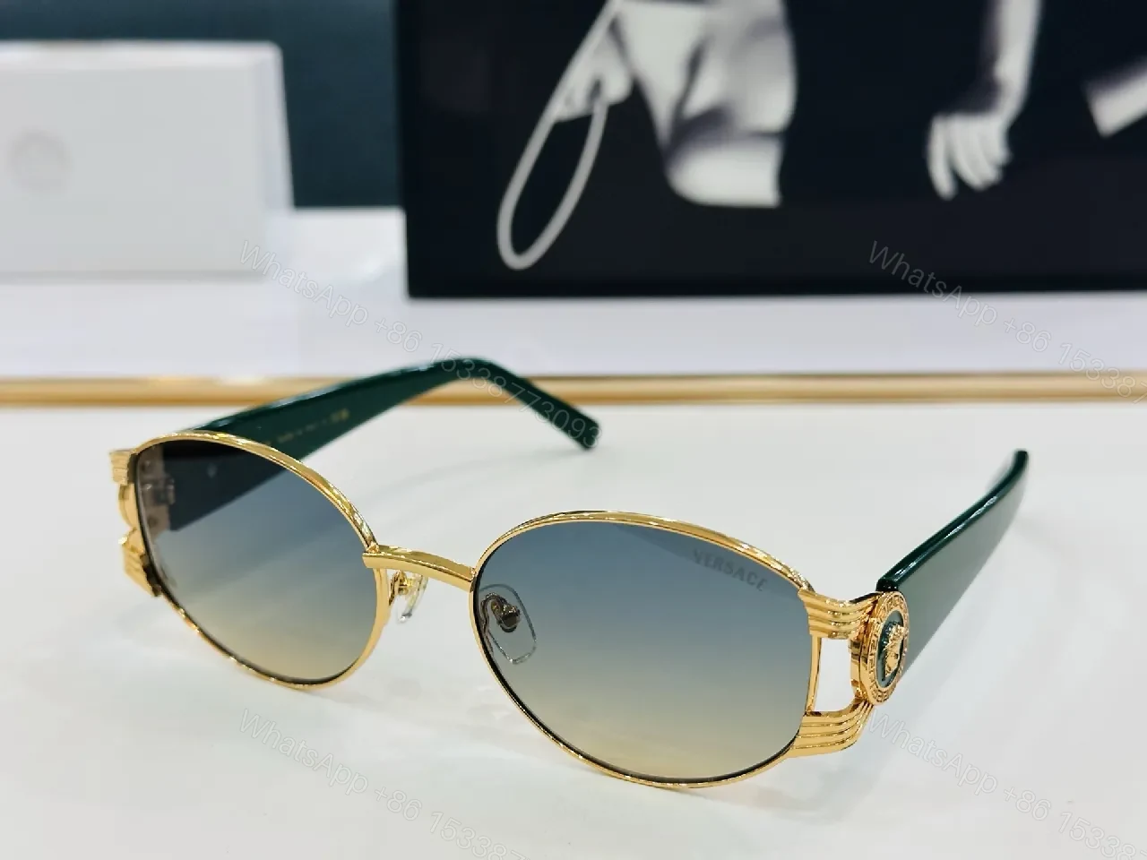 View 8 of Round Shield Sunglasses: Black Metal, Luxe Vintage, UV Protection