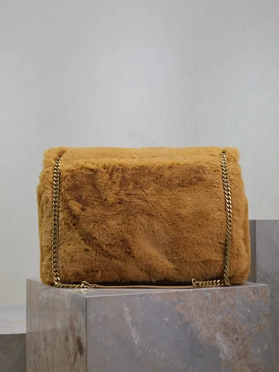 View 4 of Lux Teddy Fur Shoulder Bag with YSL Emblem â€“ Cozy Luxe Crossbody