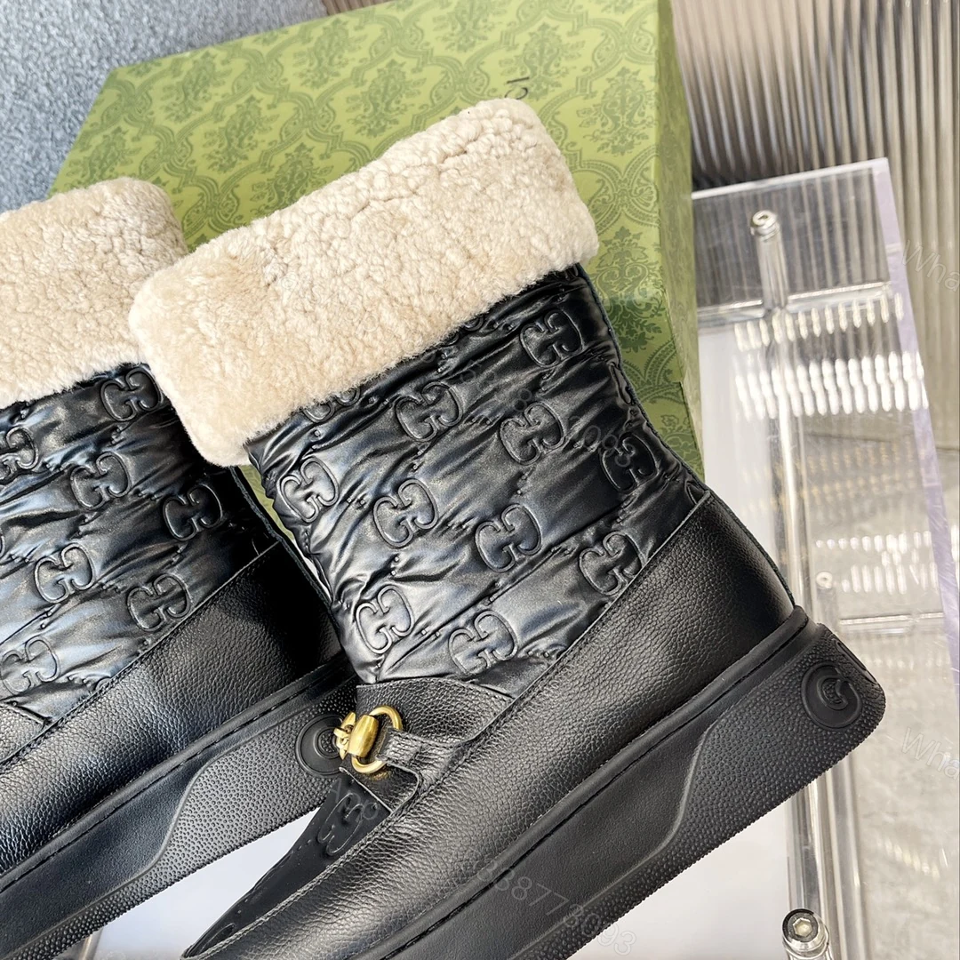 View 4 of GUCCI 1955 HORSEBIT SNOW BOOTS JACQUARD FABRIC BLACK