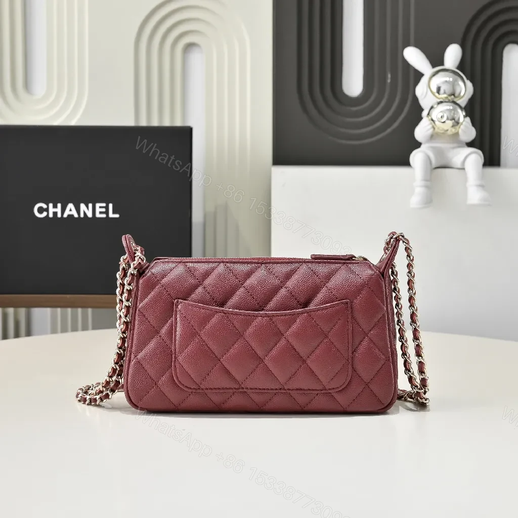View 7 of Burgundy Quilted Leather Flap Bag: Classic Sophistication