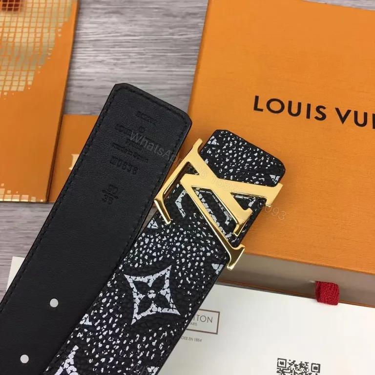 View 3 of Lux Monogram Belt: Bold LV Buckle & Textured Strap