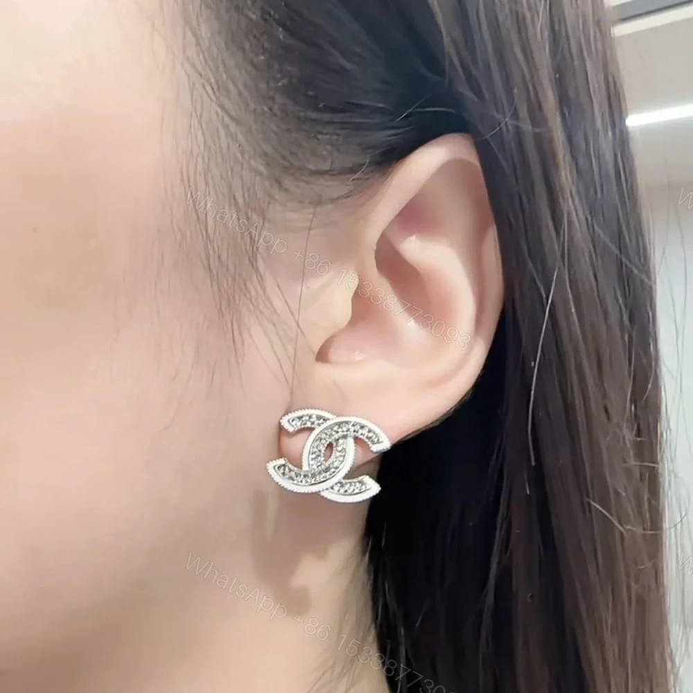 View 5 of CHANEL STUD EARRINGS SILVER WHITE AND CRYSTAL ABE867 B19263 NADDV
