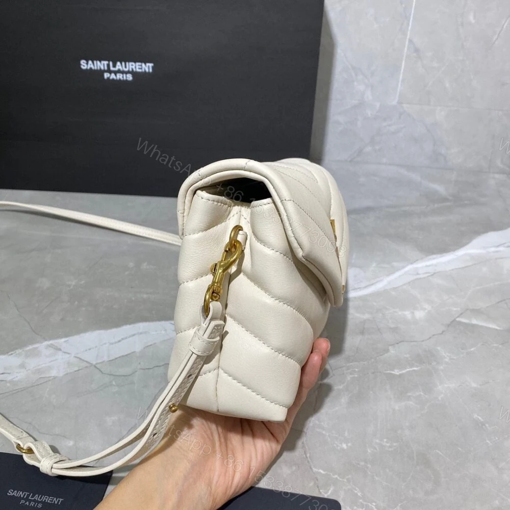 View 4 of Saint Laurent Loulou Toy Strap Bag In Quilted Y White 20Cm