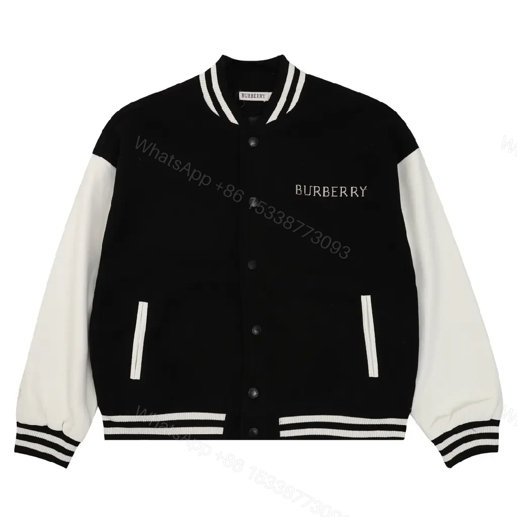 Black & Ivory Varsity Jacket - Knit Outerwear, Contrast Sleeve, Signature Trim — view 1