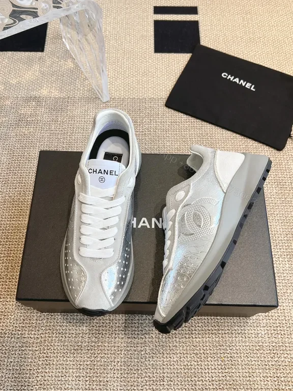 View 2 of Chanel-Inspired Silver Runner: All-Day Comfort Sneakers