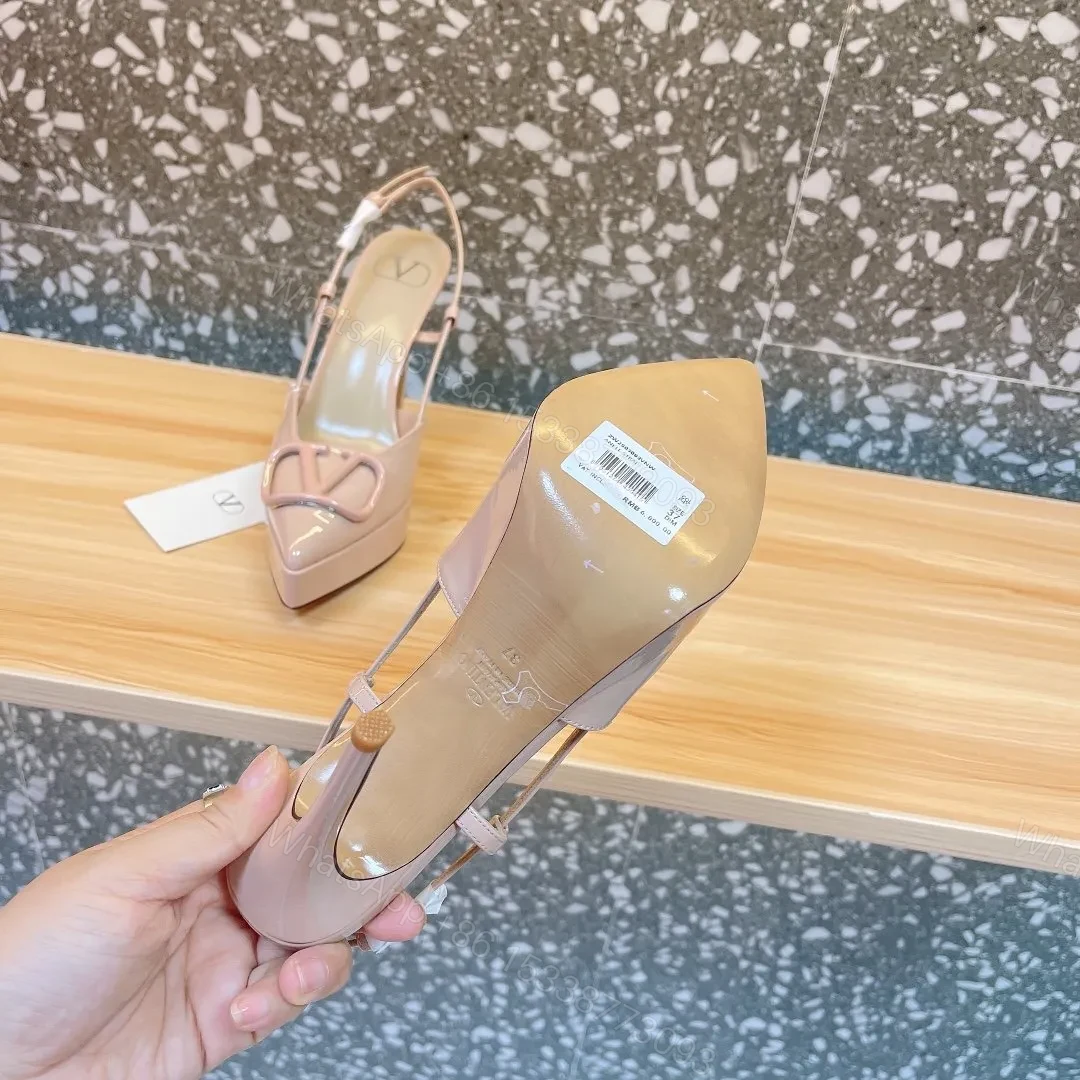 View 2 of Valentino Women Nude Patent Leather Slingback Pumps