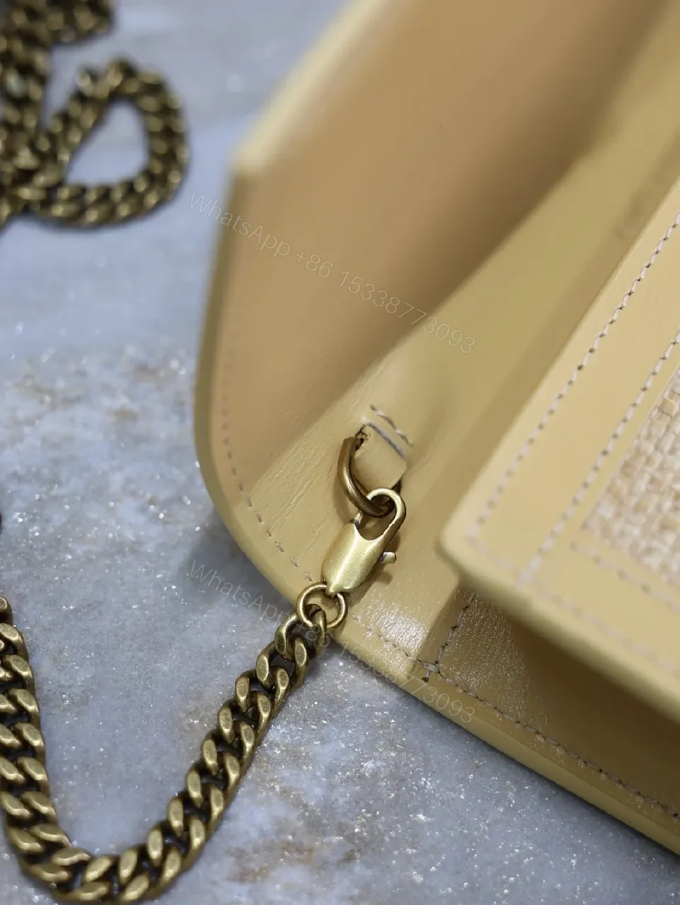 View 3 of Chic Straw Crossbody Set with Leather Trim Cardholder