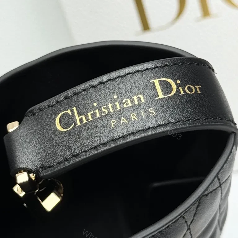 View 8 of Chic Quilted Satchel with Gold Dior Charm - Luxury Bag