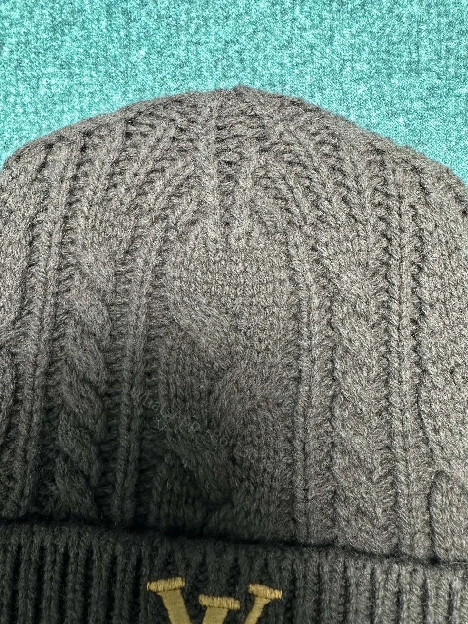 View 6 of Cozy Luxe Knit Beanie with Gold Accent - Winter Warmth Style