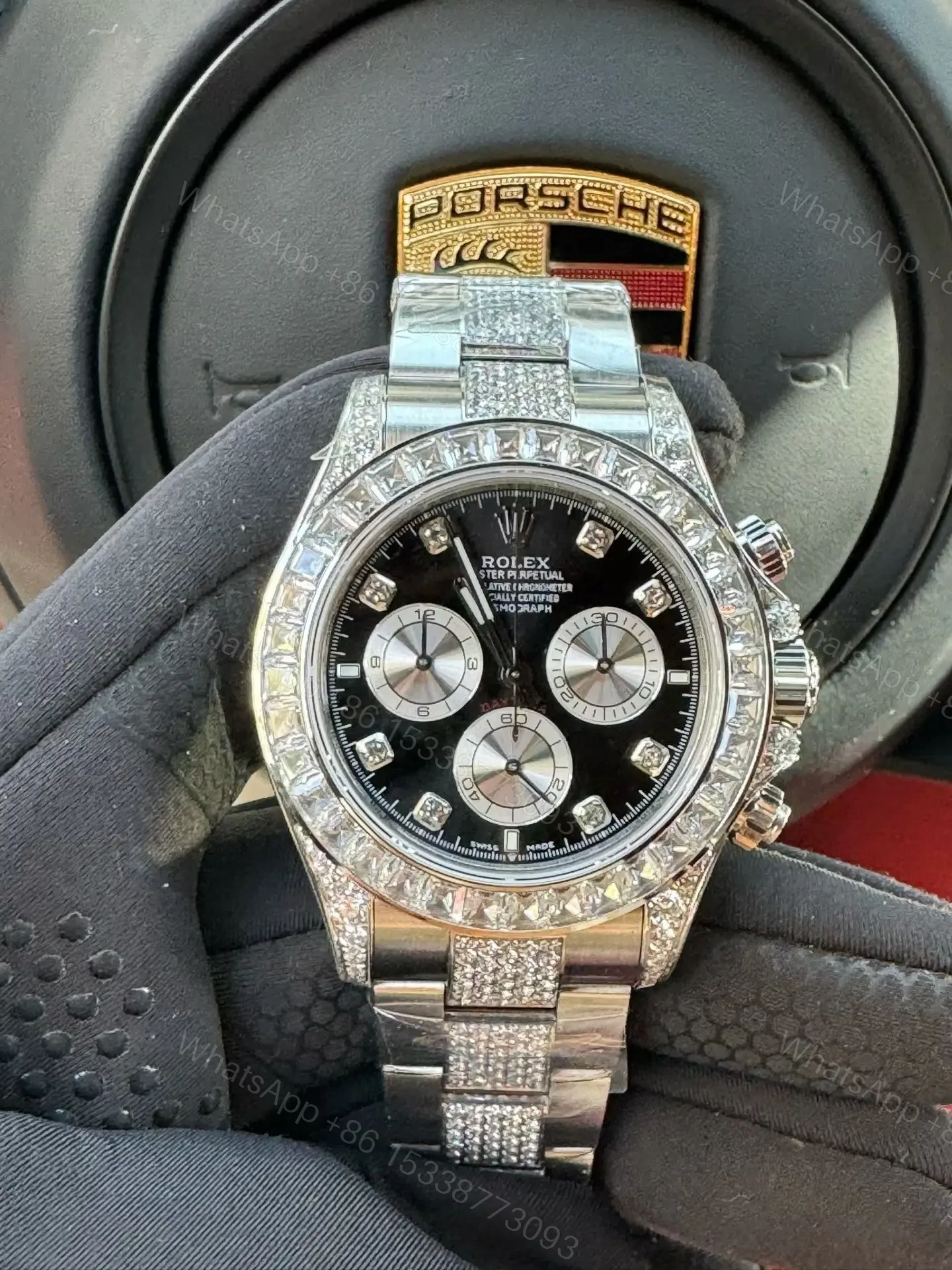 Rolex Daytona Black Diamond Dial Paved Diamond Bezel Bracelet Edition 40mm RG-DAYTONA-BLACK-DIAMOND-PAVE — view 1